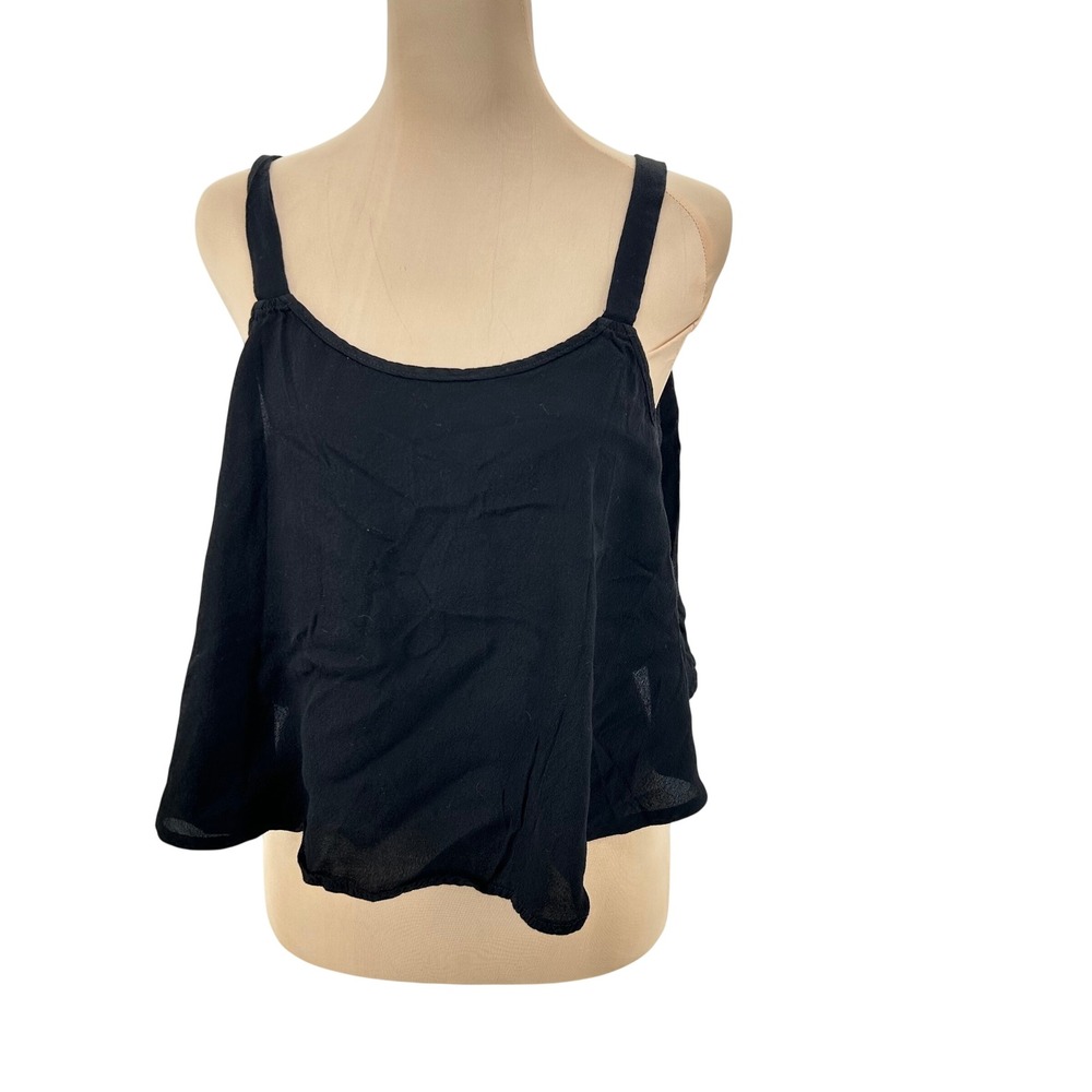 Lovers‎ + Friends Womens Black Swing Crop Cami Tank Top V-Back Small